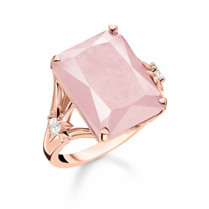 THOMAS SABO prsten Large pink stone with star TR2261-417-9