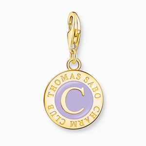 THOMAS SABO přívěsek Member Charm with violet cold enamel gold 2105-427-13