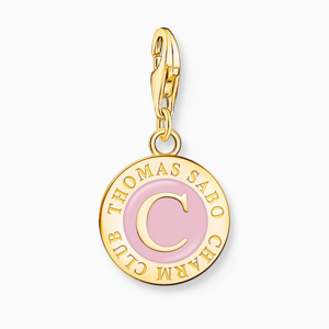 THOMAS SABO přívěsek Member Charm with pink cold enamel gold 2097-427-9